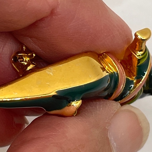 Kenneth Jay Lane KJL Vintage Green Peach Calla Lilly High Heel Pin Brooch - Picture 2 of 10